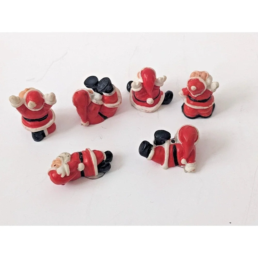 Vintage Miniature Tumbling Santas Figurine Set Acrobatic Christmas Decor Kitschy